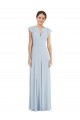 Buy Long Sea Glass Flutter Sleeves A-Line V-Back Formal Dress