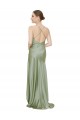 Buy Long Smoke Green Sleeveless A-Line Open Back High Low Formal Dress