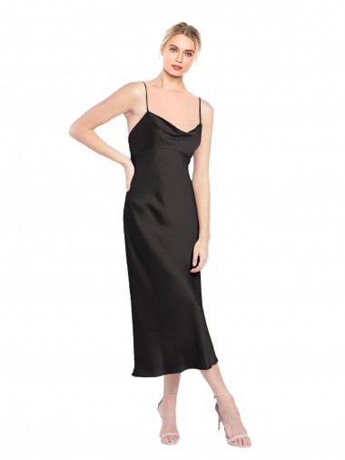 Buy Midi Length Black Sleeveless A-Line Low Back Formal Dress
