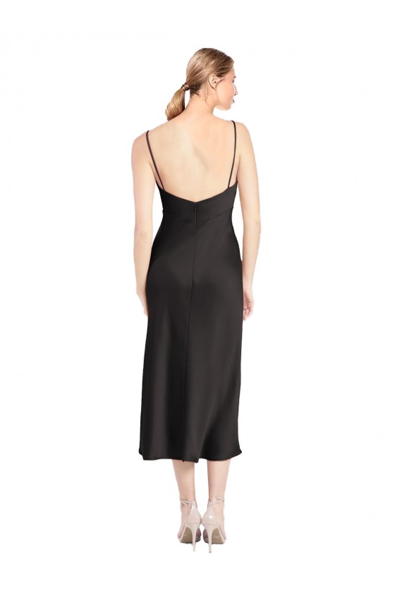 Buy Midi Length Black Sleeveless A-Line Low Back Formal Dress