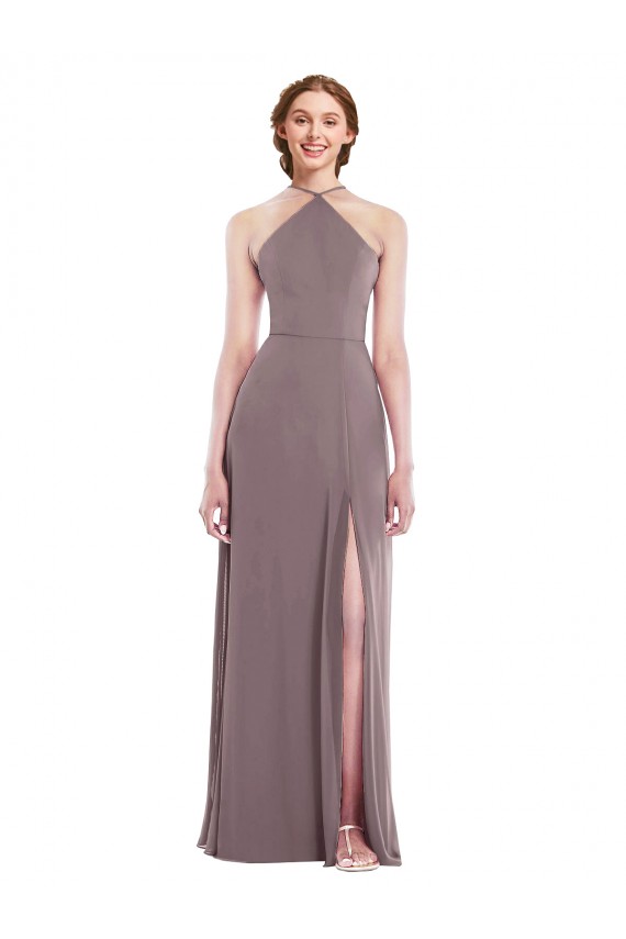 Buy Long Dusty Rose Sleeveless A-Line Low Back Formal Dress