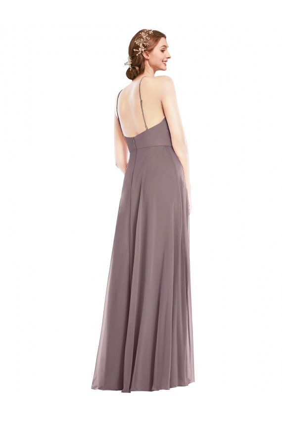 Buy Long Dusty Rose Sleeveless A-Line Low Back Formal Dress
