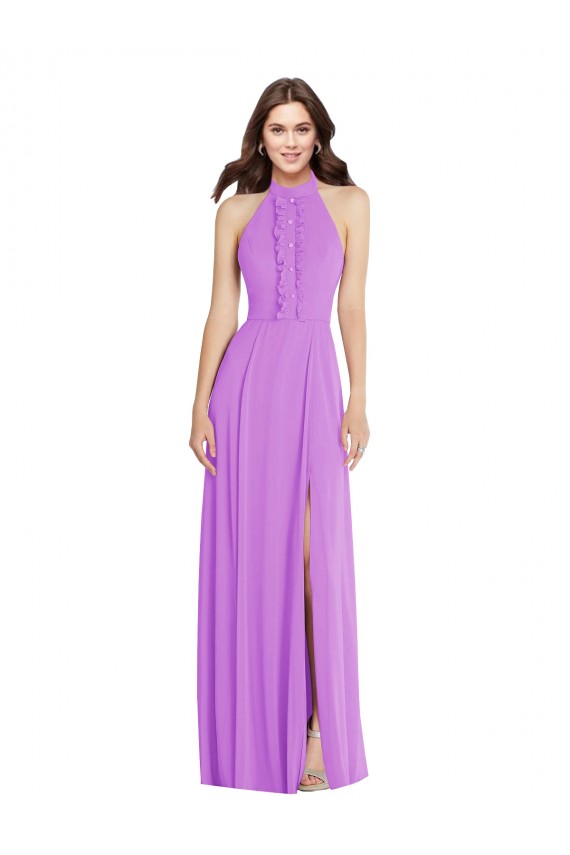 Buy Long Violet Sleeveless A-Line Open Back Formal Dress