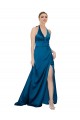 Buy Long Peacock Blue Sleeveless A-Line Open Back Formal Dress