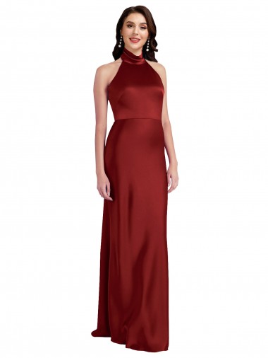 Buy Long Burgundy Sleeveless A-Line Open Back Black Tie Formal Dress