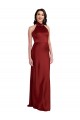 Buy Long Burgundy Sleeveless A-Line Open Back Black Tie Formal Dress