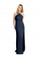 Buy Long Dark Navy Sleeveless A-Line Open Back Daring Side Slit Formal Dress