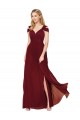 Buy Long Burgundy Sleeveless A-Line Side Slit Formal Dress
