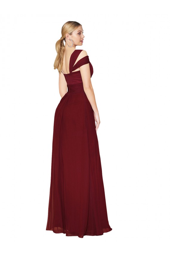Buy Long Burgundy Sleeveless A-Line Side Slit Formal Dress