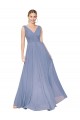 Buy Long Dusty Blue Sleeveless A-Line V-Back Formal Dress