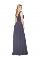 Buy Long Dusty Blue Sleeveless A-Line V-Back Formal Dress
