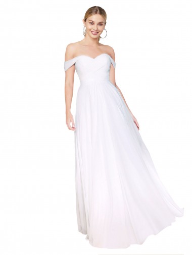 Buy Long White Sleeveless A-Line Formal Dress