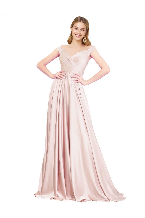 Buy Long Pink Sleeveless A-Line Formal Dresses