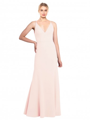 Buy Long Pink Sleeveless A-Line V-Back Formal Dress