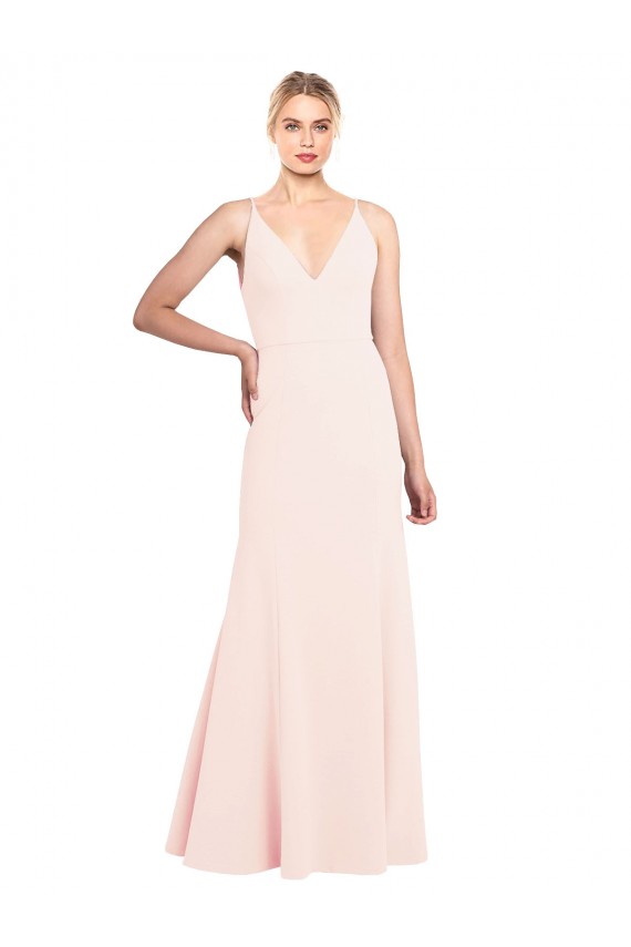 Buy Long Pink Sleeveless A-Line V-Back Formal Dress