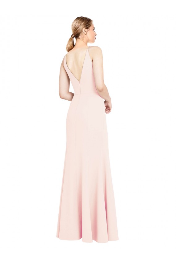 Buy Long Pink Sleeveless A-Line V-Back Formal Dress