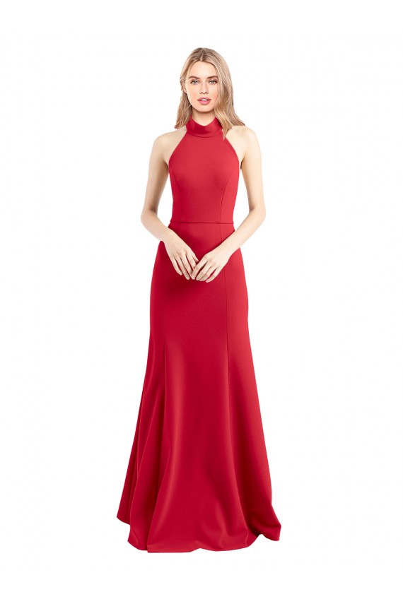Buy Long Red Sleeveless A-Line Open Back Formal Dress