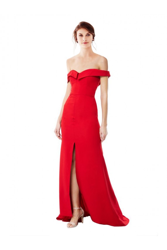 Buy Long Red Sleeveless A-Line High Slit Formal Dress
