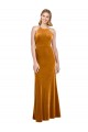Buy Long Gold Sleeveless A-Line Open Back Stretch Velvet Formal Dress