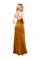 Buy Long Gold Sleeveless A-Line Open Back Stretch Velvet Formal Dress