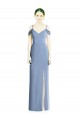 Buy Long Dusty Blue Cold Shoulder A-Line Open Back Formal Dress