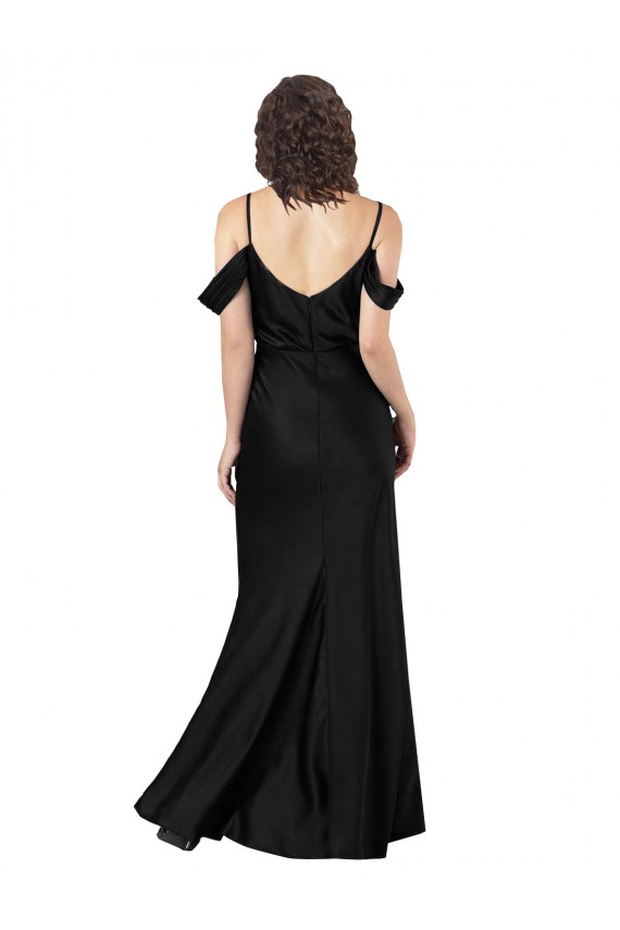 Buy Long Black Sleeveless A-Line Low Back Formal Gowns