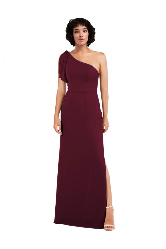 Buy Long Burgundy Sleeveless A-Line Chiffon Formal Dress