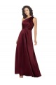 Buy Long Burgundy Sleeveless A-Line Silky Satin Formal Dress