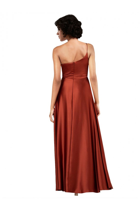Buy Long Burnt Orange Sleeveless A-Line Black Tie Formal Dress