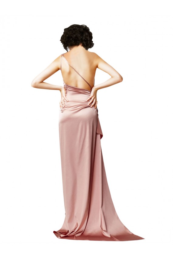 Buy Long Dusty Pink Sleeveless A-Line Open Back Formal Dress