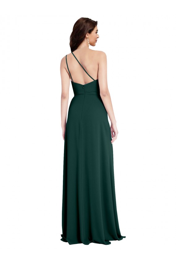 Buy Long Midnight Green Sleeveless A-Line Open Back Formal Dress
