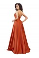 Buy Sweep Train Burnt Orange Sleeveless A-Line Low Back Formal Dress