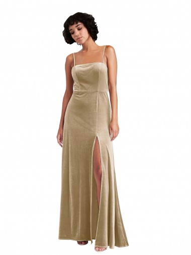 Buy Long Champagne Sleeveless A-Line Low Back Formal Dress