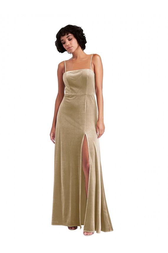 Buy Long Champagne Sleeveless A-Line Low Back Formal Dress