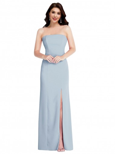 Buy Long Light Sky Blue Sleeveless A-Line Low Back Formal Dress