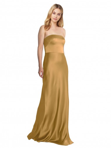 Buy Long Gold Sleeveless A-Line Formal Dress