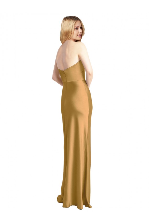Buy Long Gold Sleeveless A-Line Formal Dress