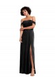 Buy Long Black Sleeveless A-Line Stretch Velvet Formal Dress
