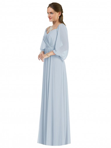 Buy Long Sea Glass Puff Sleeves A-Line Formal Dress