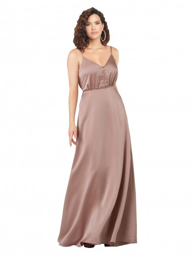 Buy Long Dusty Pink Sleeveless A-Line Formal Gowns