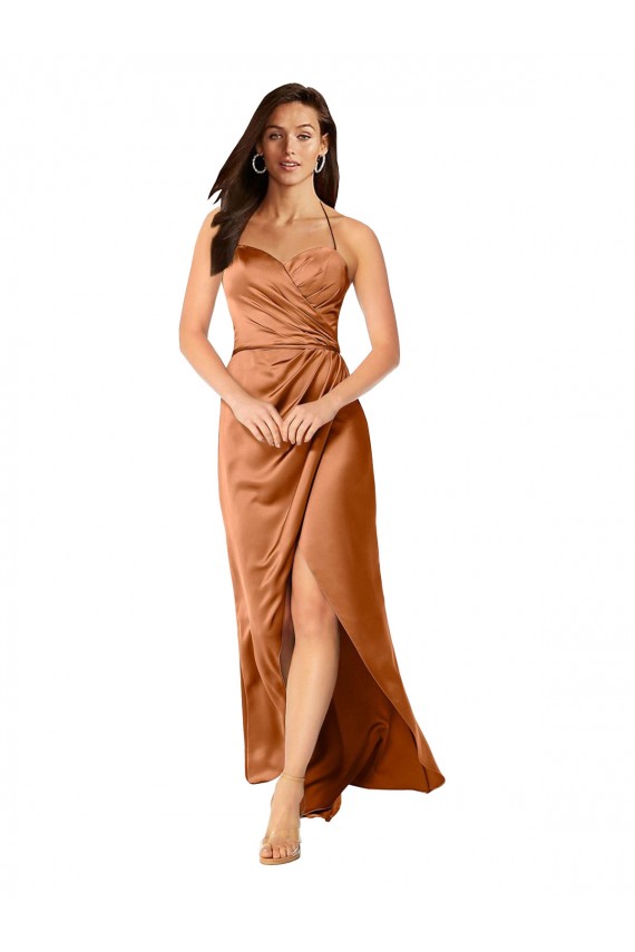 Buy Long Orange Sleeveless A-Line Low Back High Low Formal Dress