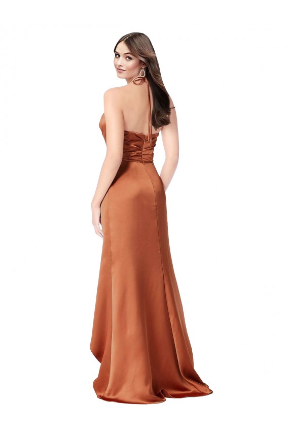 Buy Long Orange Sleeveless A-Line Low Back High Low Formal Dress