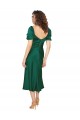 Buy Midi Length Hunter Short Sleeves A-Line Low Back Formal Dress