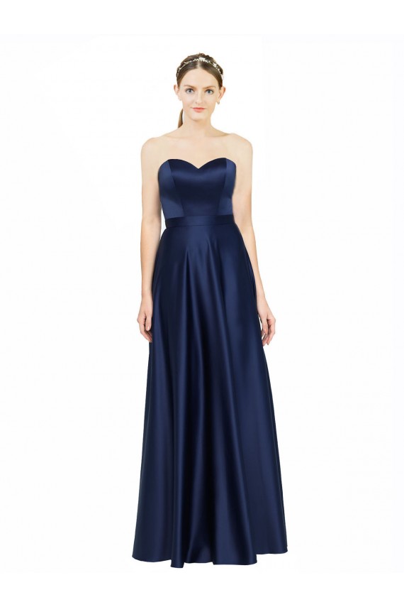 Buy Long Dark Navy Sleeveless A-Line Low Back Black Tie Formal Dress