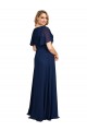 Buy Long Dark Navy Short Flutter Sleeves A-Line Formal Plus Size Formal Dress