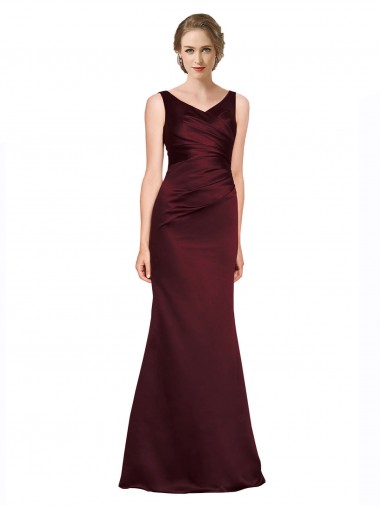 Buy Long Burgundy Sleeveless A-Line Low Back Black Tie Formal Dress