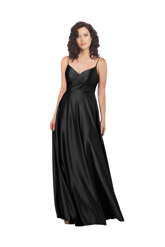 Buy Long Black Sleeveless A-Line Low Back Formal Dress