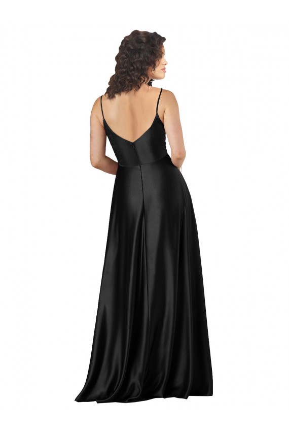 Buy Long Black Sleeveless A-Line Low Back Formal Dress