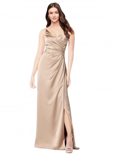 Buy Long Champagne Pink Sleeveless A-Line Low Back Formal Dress