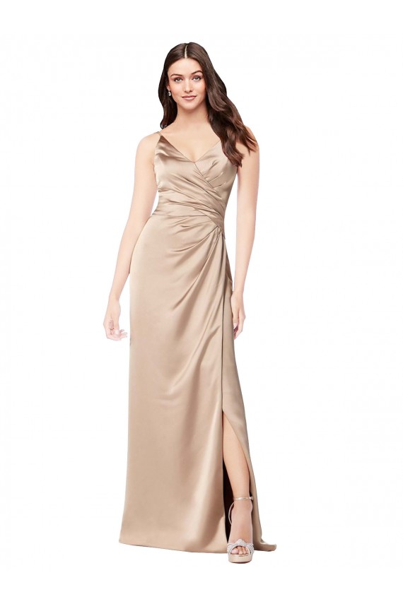 Buy Long Champagne Pink Sleeveless A-Line Low Back Formal Dress